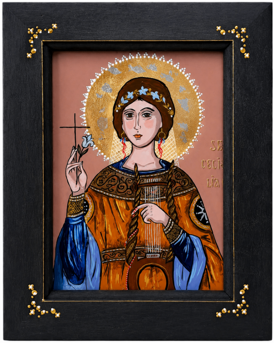 Icoană recentă din atelier — Sfânta Cecilia