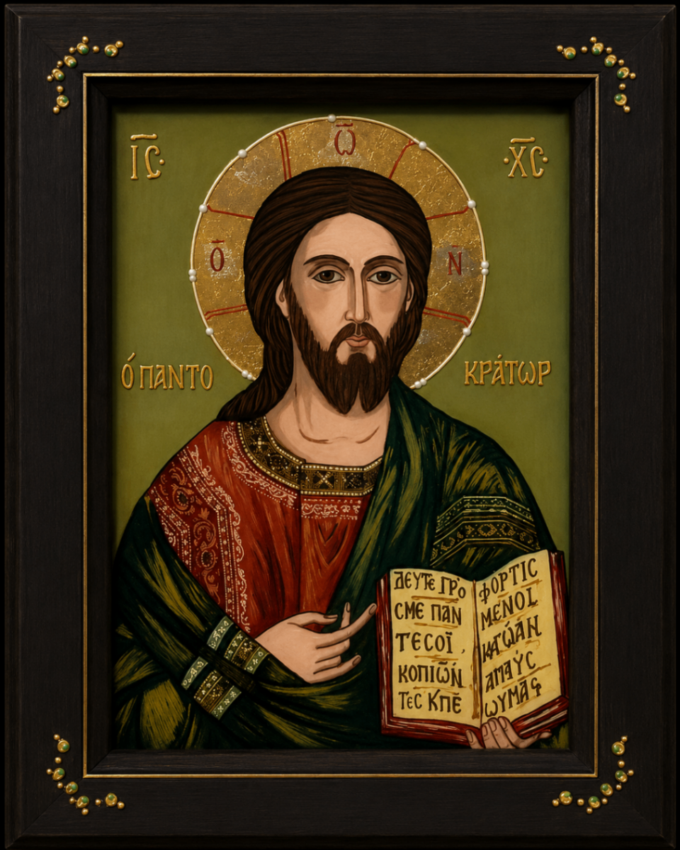 Icoană recentă din atelier — Iisus Pantocrator
